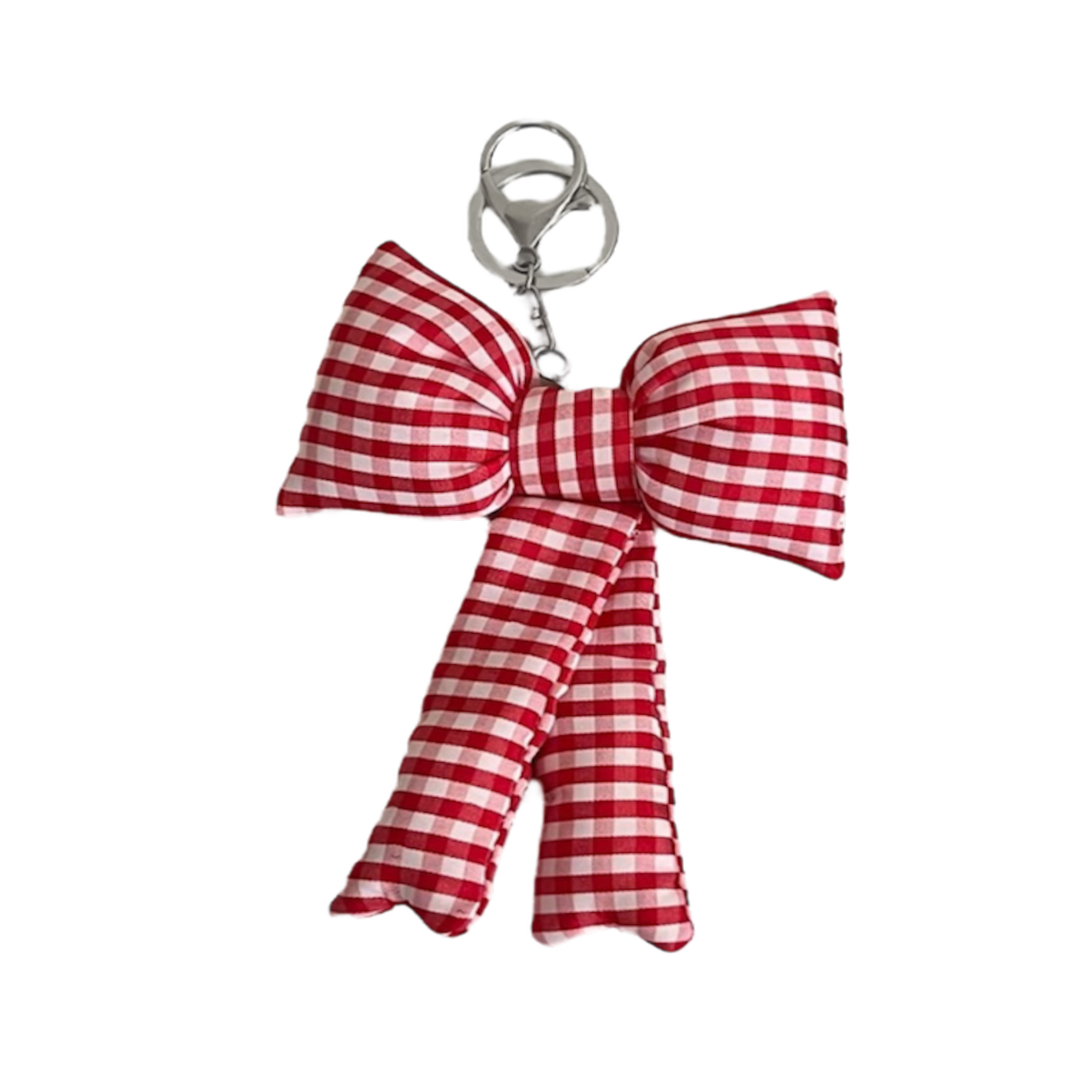 Phone Charm Set｜布款大蝴蝶結掛飾*紅白格子*