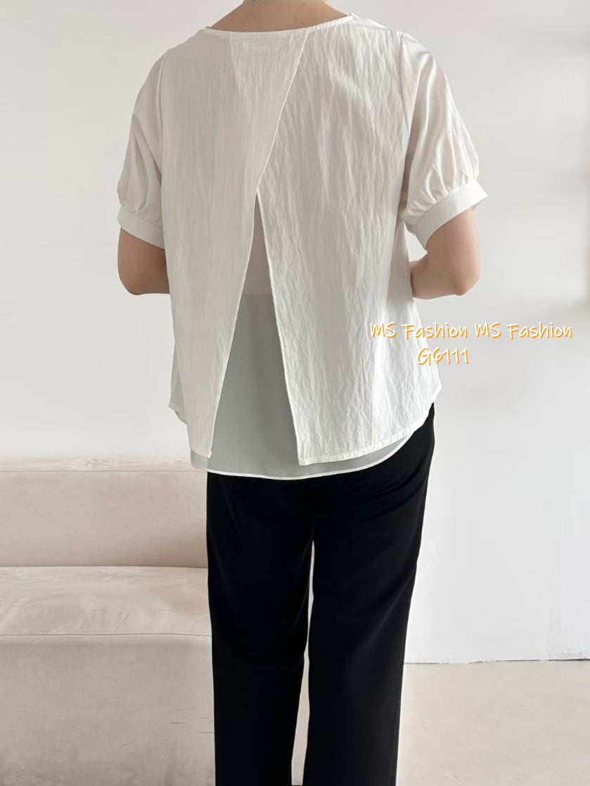 G6111 韓國🇰🇷特色皺皺拼布top