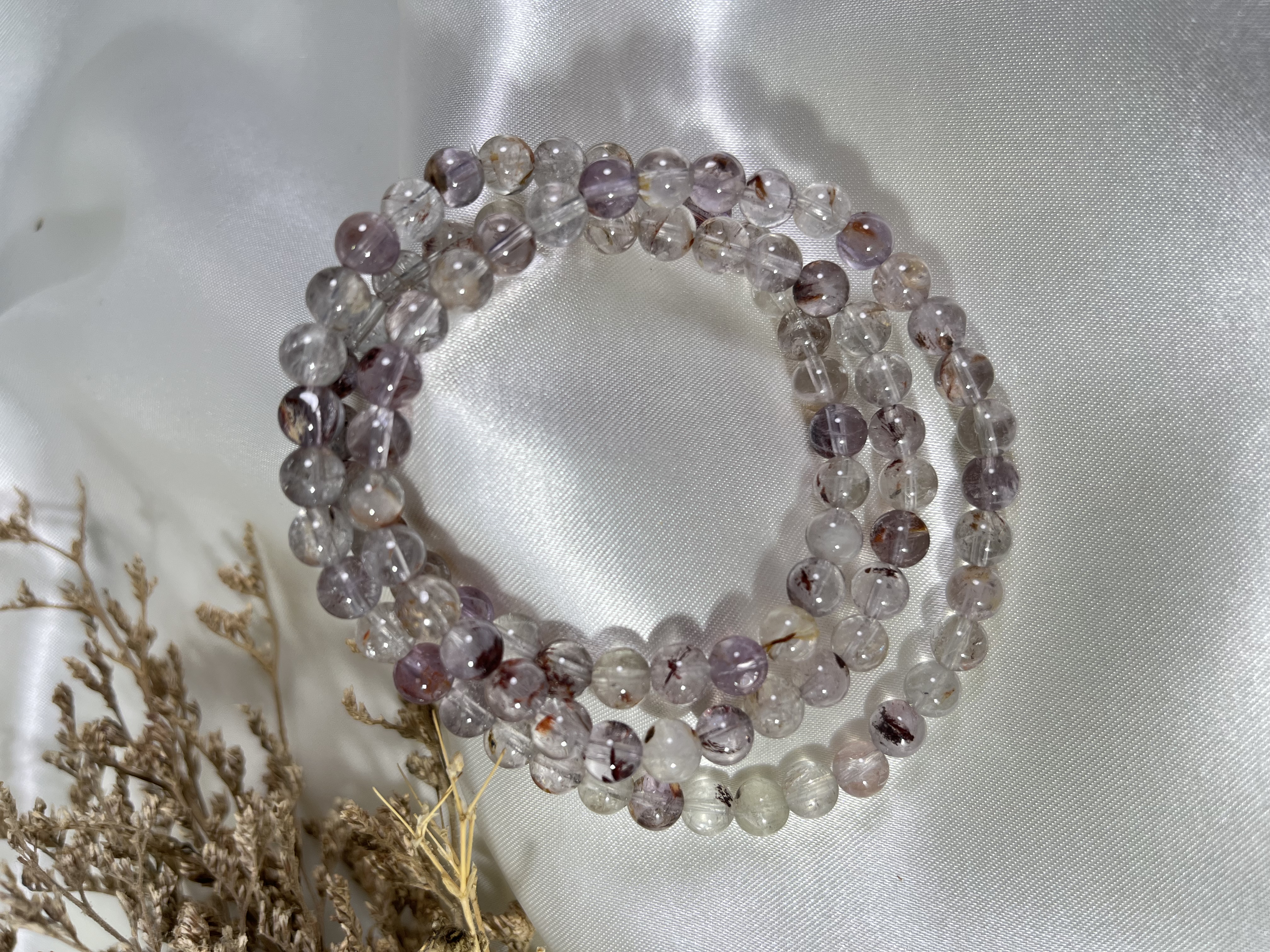 紫骸骨三圈（閃靈鑽與極光共生石）6mm+