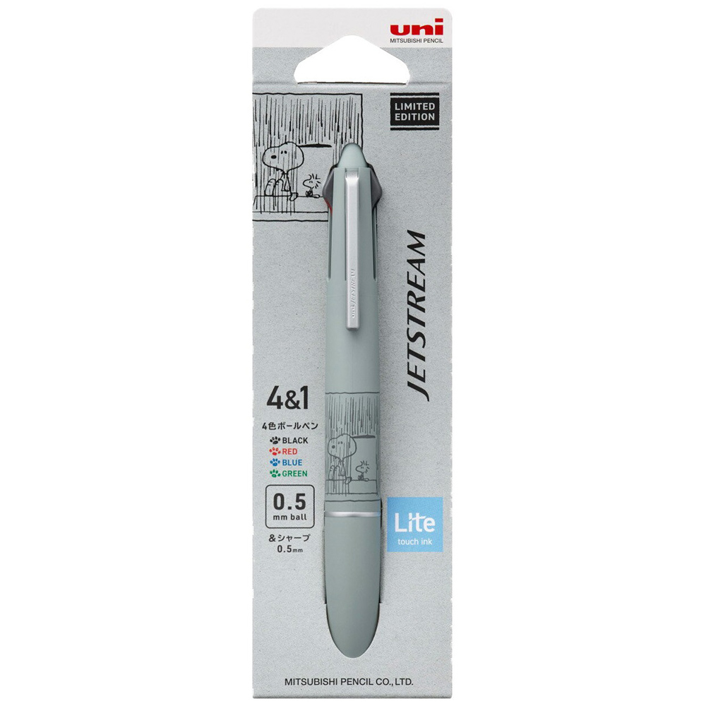 現貨｜Snoopy 日本製 uni Jetstream Lite Touch Ink 4&1 多功能 5用筆 0.5mm 4色原子筆 + 0.5mm 鉛芯筆 (MSXE5-LSPN-05 MB)