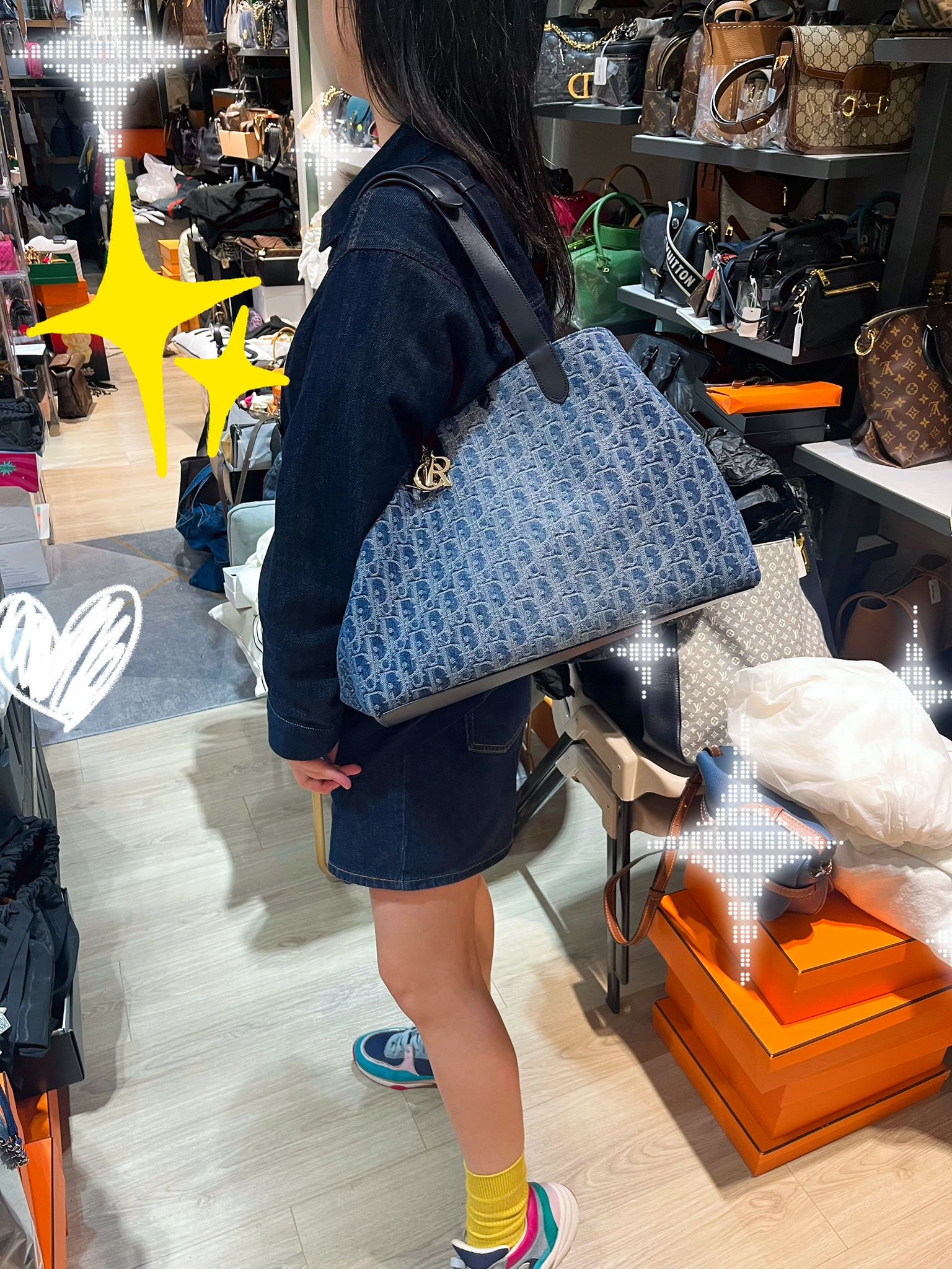 Dior Toujours 手袋 denim 牛仔布2way bag  100%Authentic, 98%new ✅certificate ✅Zip pouch✅dust bag