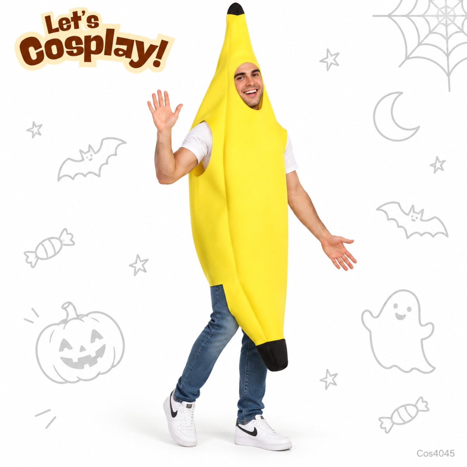 成人香蕉角色扮演服 Banana Costume Free Size 160–190cm｜萬聖節搞笑服 Lets Cosplay COS4045