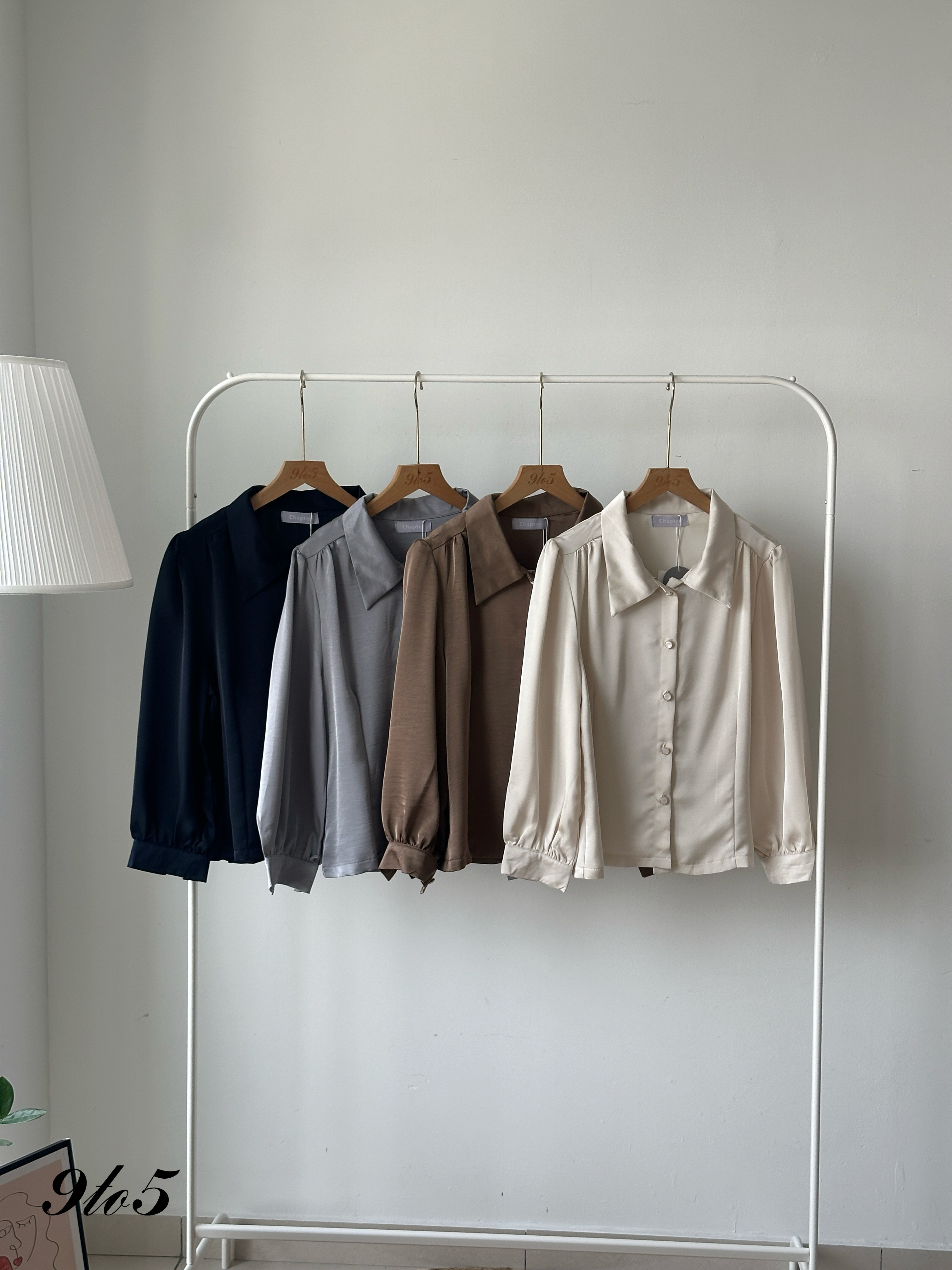 T4160 Puff Sleeve Satin Blouse - 4 Colors 