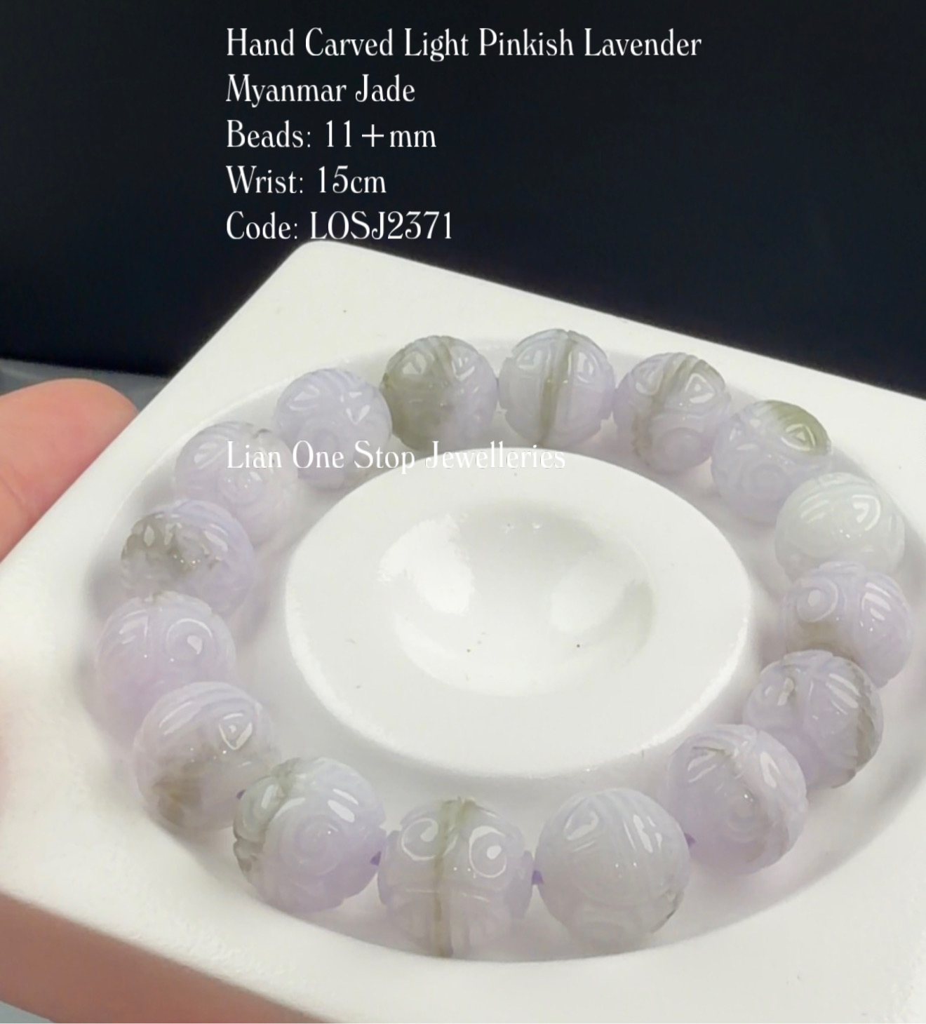 Code: LOSJ2371 Hand Carved Light Pinkish Lavender Myanmar Jade  