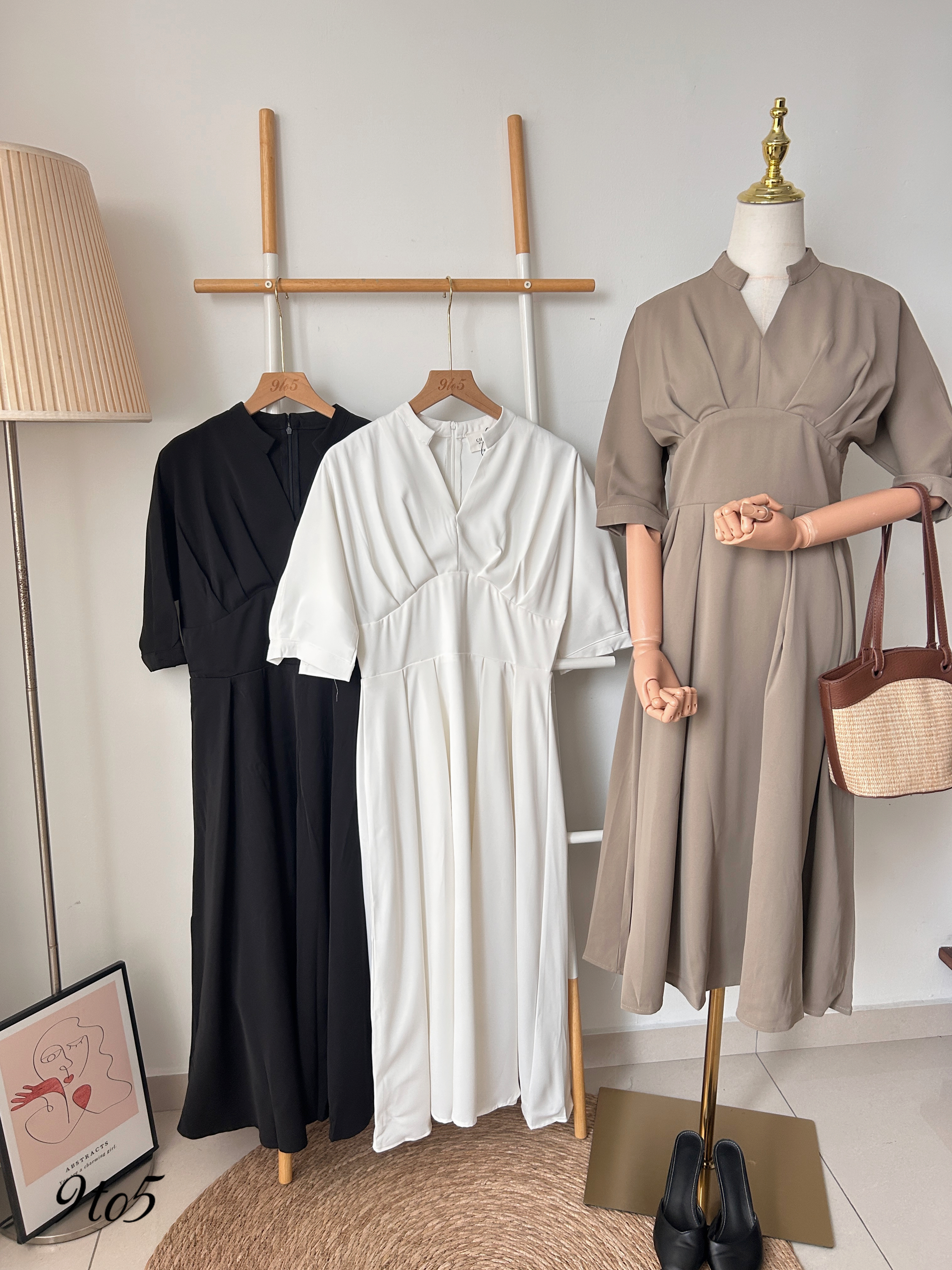 D2339 V Neck Dress - 3 Colors 