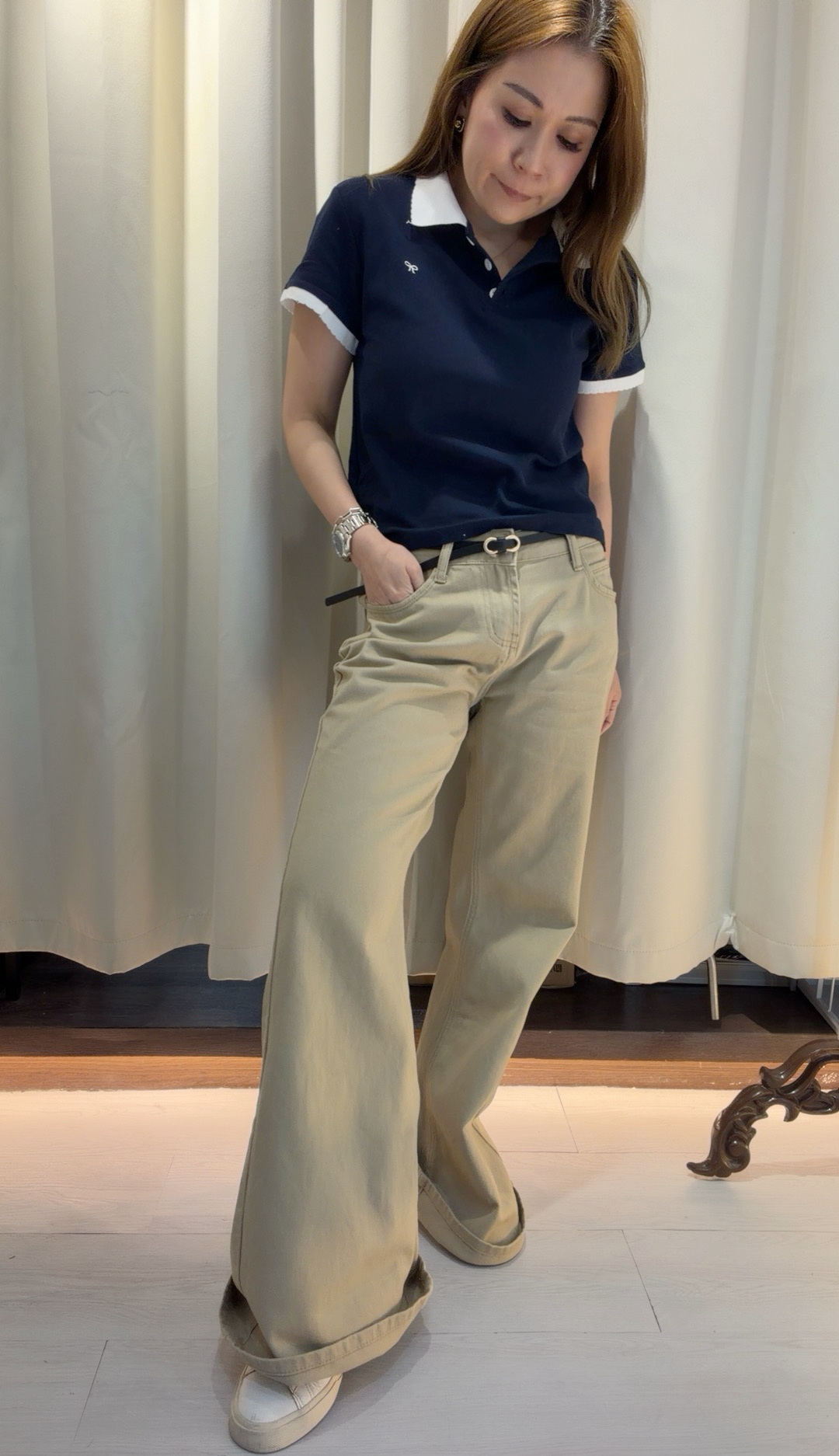 韓版靚色寬腿褲