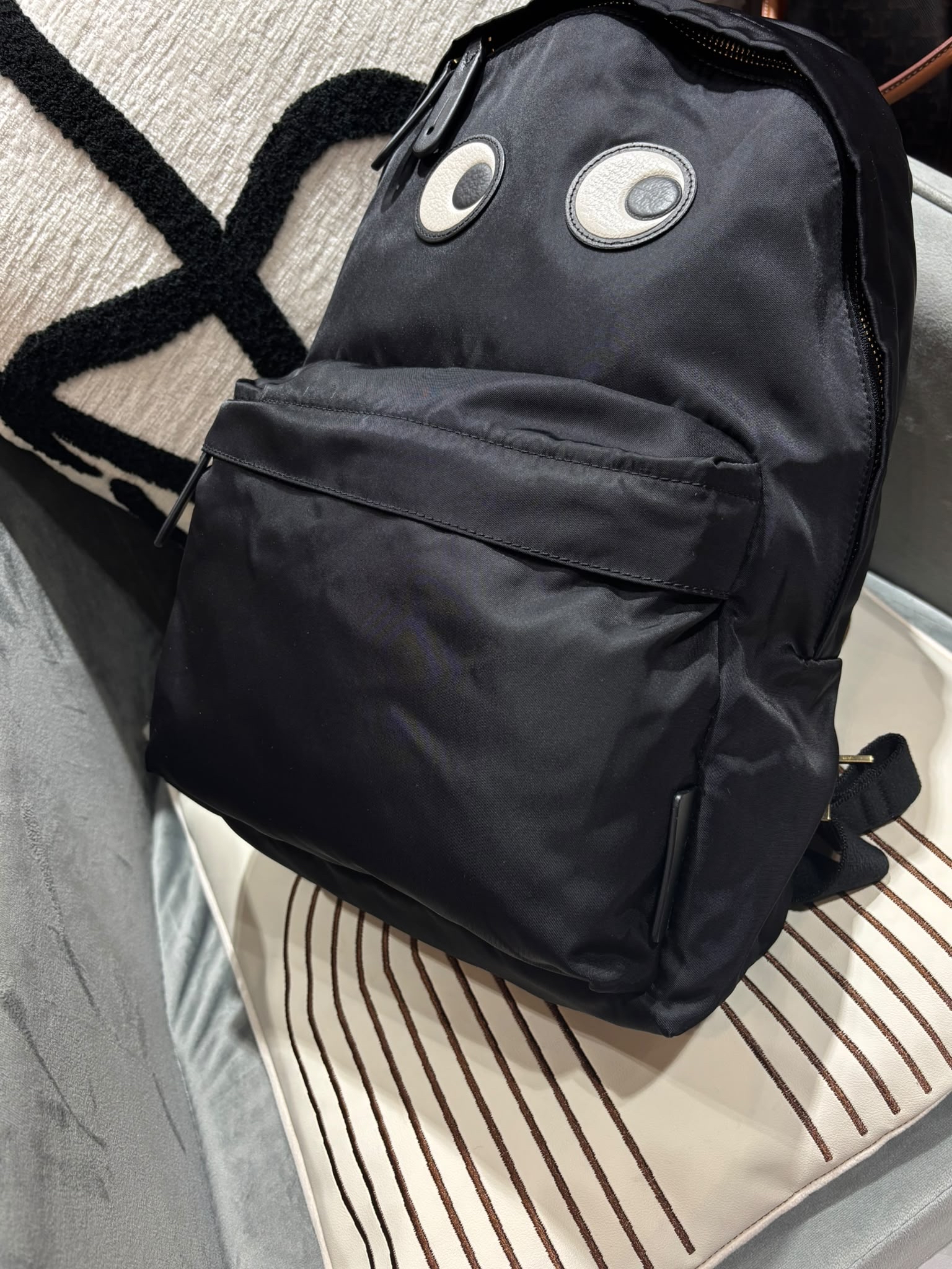Anya Nylon Backpack Black 100%Authentic, 98%new ✅shopping bag 
