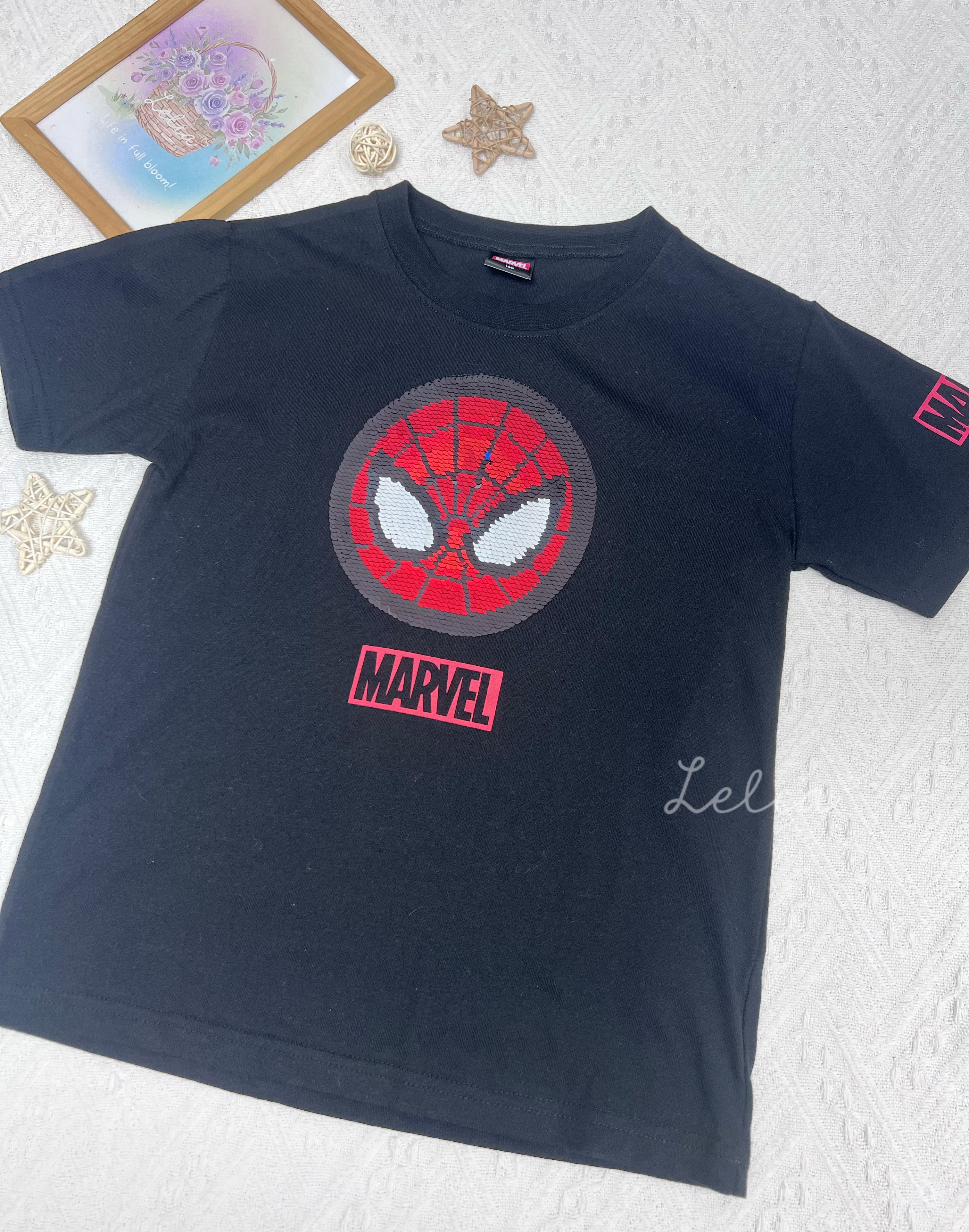 ▫️返貨中▫️Mavel魔法閃片Tee蜘蛛俠美國隊長Size130