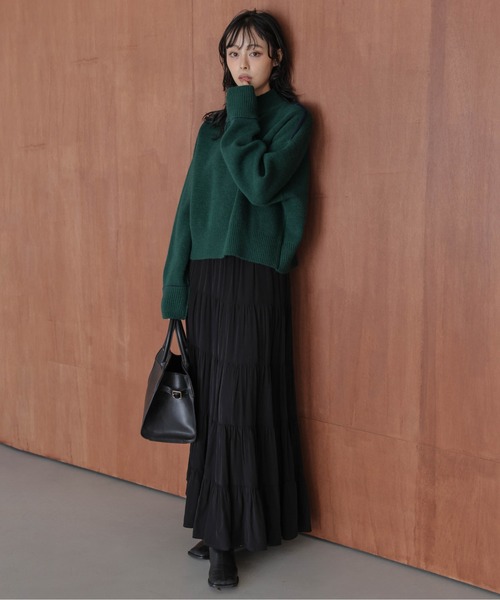 雙面撞色高領針織上衣【JT023】 