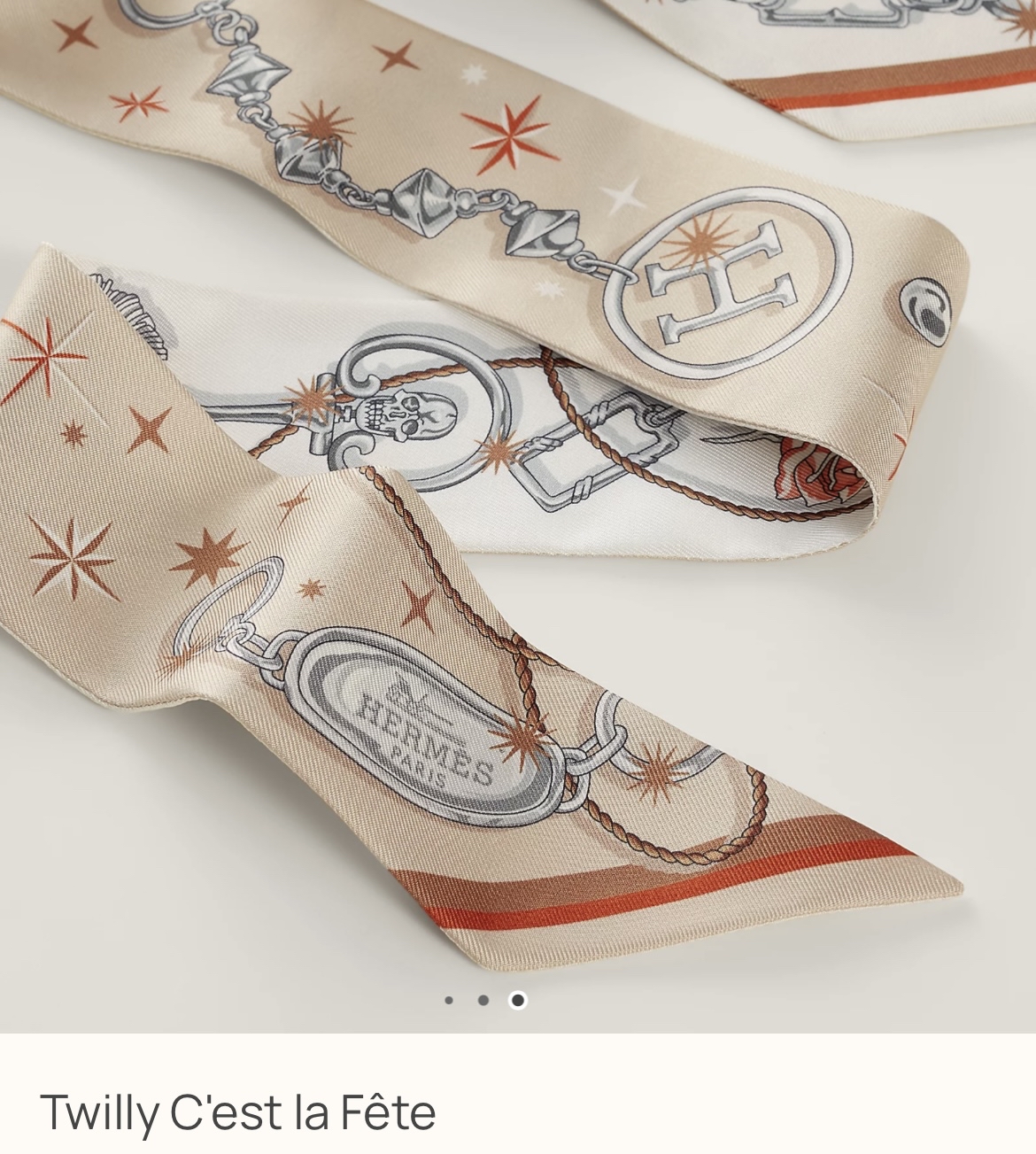 Hermes 全新🆕 100%絲 C'est la Fete 圖案 Twilly