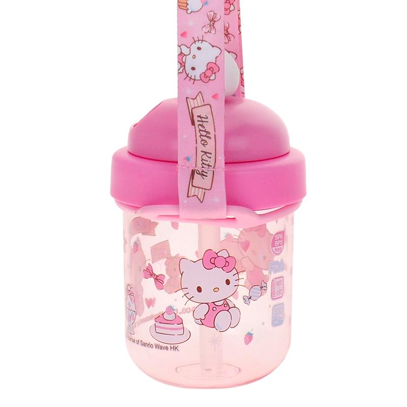 Hello Kitty 330ml BPA & BPS Free Water Bottle with Straw Lid & Neck Strap 膠水樽連飲管及頸繩