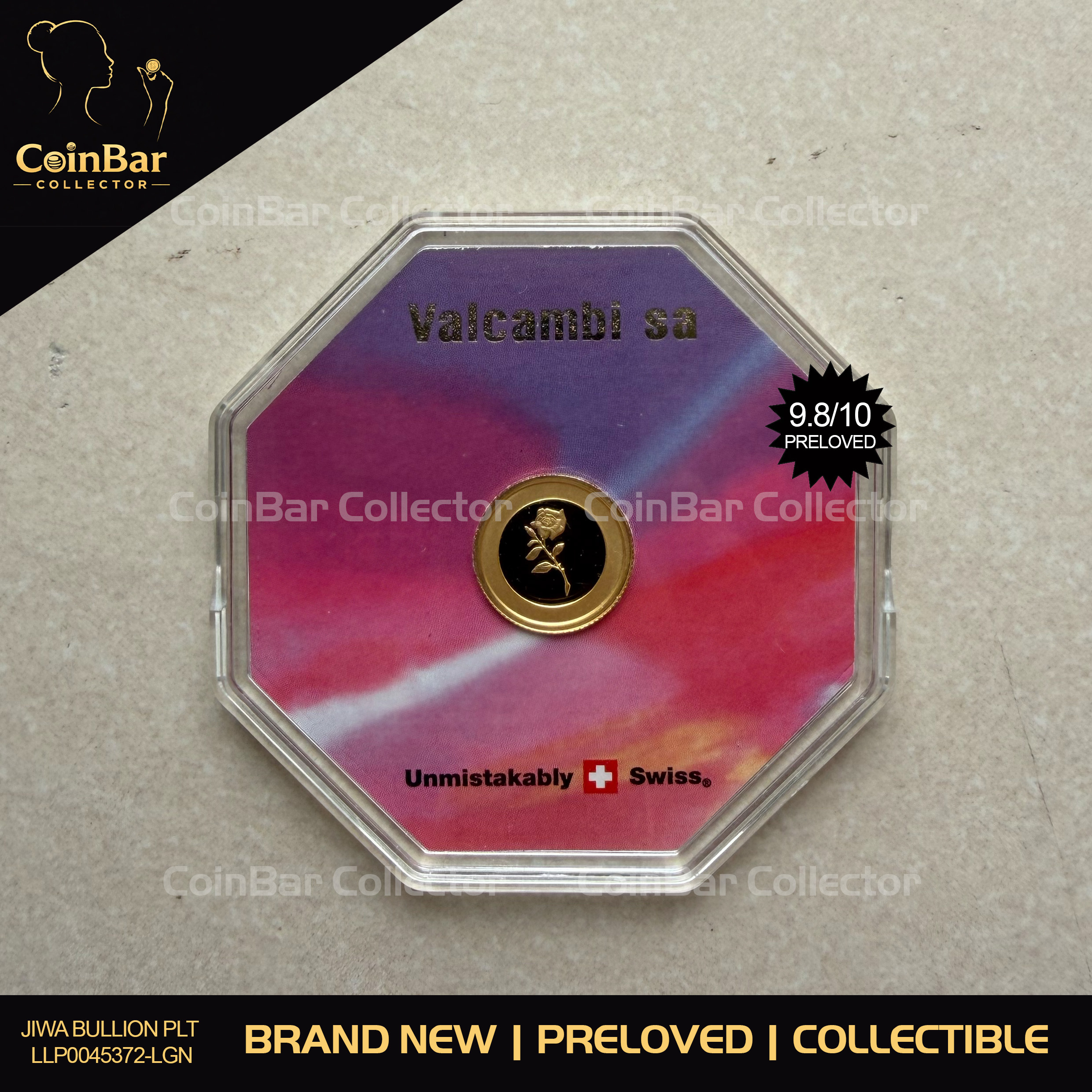 (SN:4947) VALCAMBI 🇨🇭RARE Rose 2.5g Swiss Gold Bar Emas 999.9 玫瑰