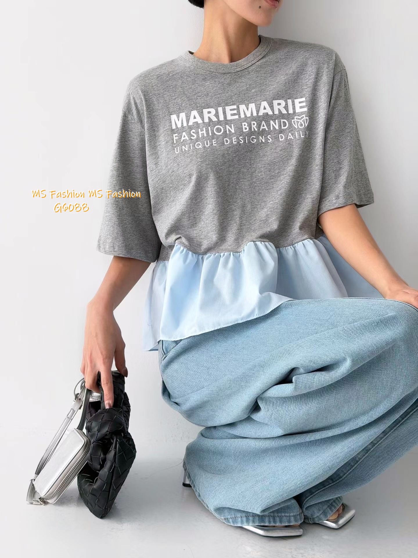 G6088 韓國🇰🇷型格字母拼布top