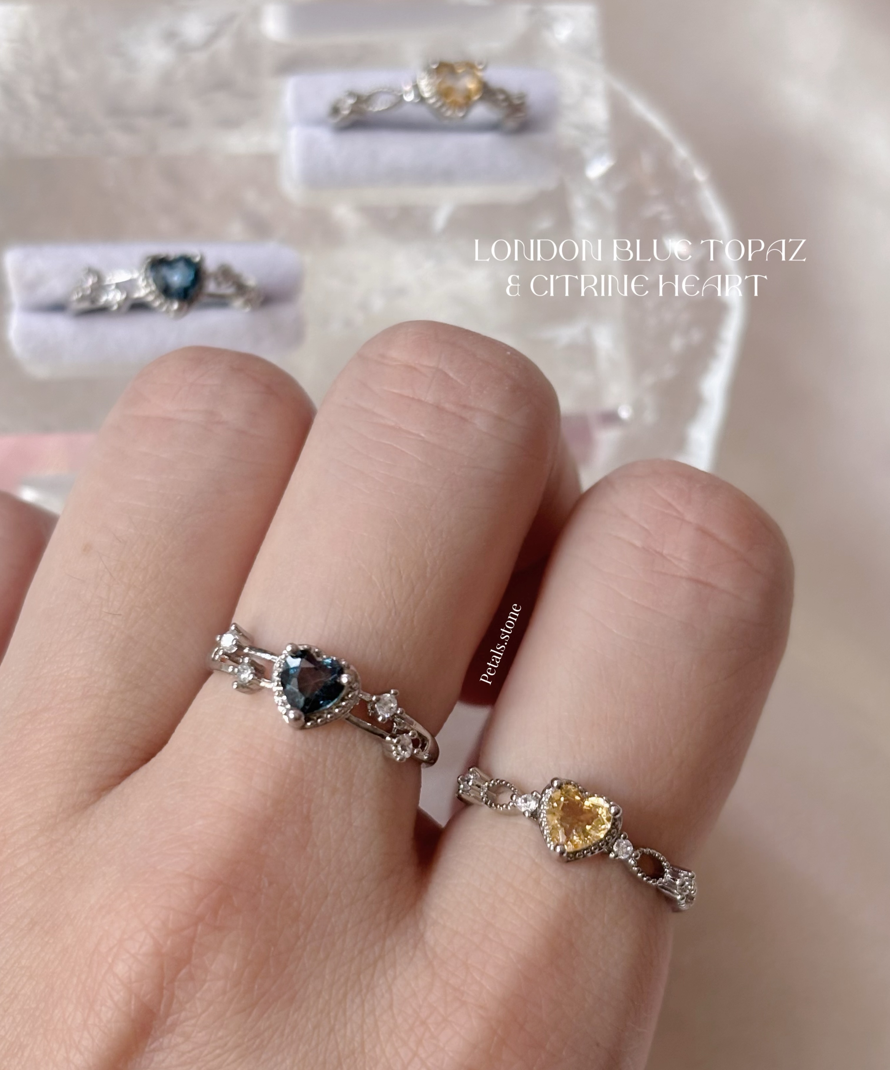 London Blue Topaz & Citrine Heart Ring💍 |  倫敦藍托帕石 黃水晶