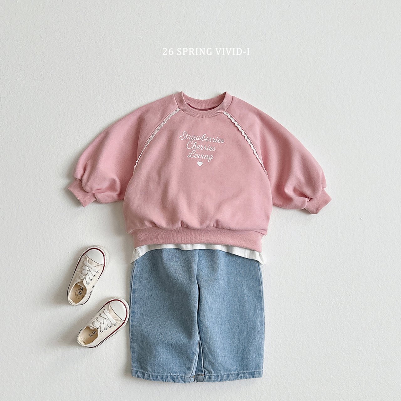 🌸預訂 韓國直送🌸🇰🇷VIVIDI三色英文印花蕾絲泡泡袖上下套裝