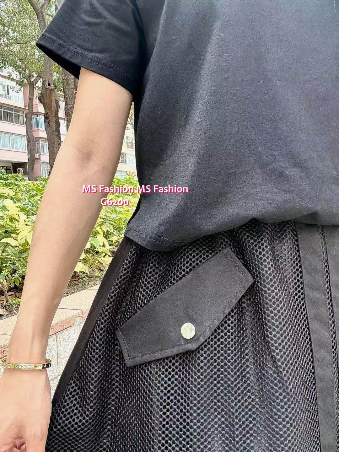 G6200 韓國🇰🇷假兩件拼網料連身裙