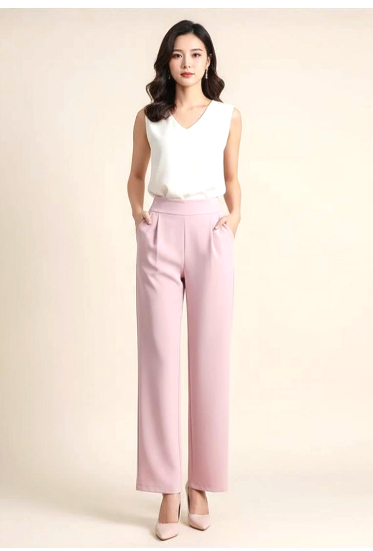 Satin High-Waist Straight Pants