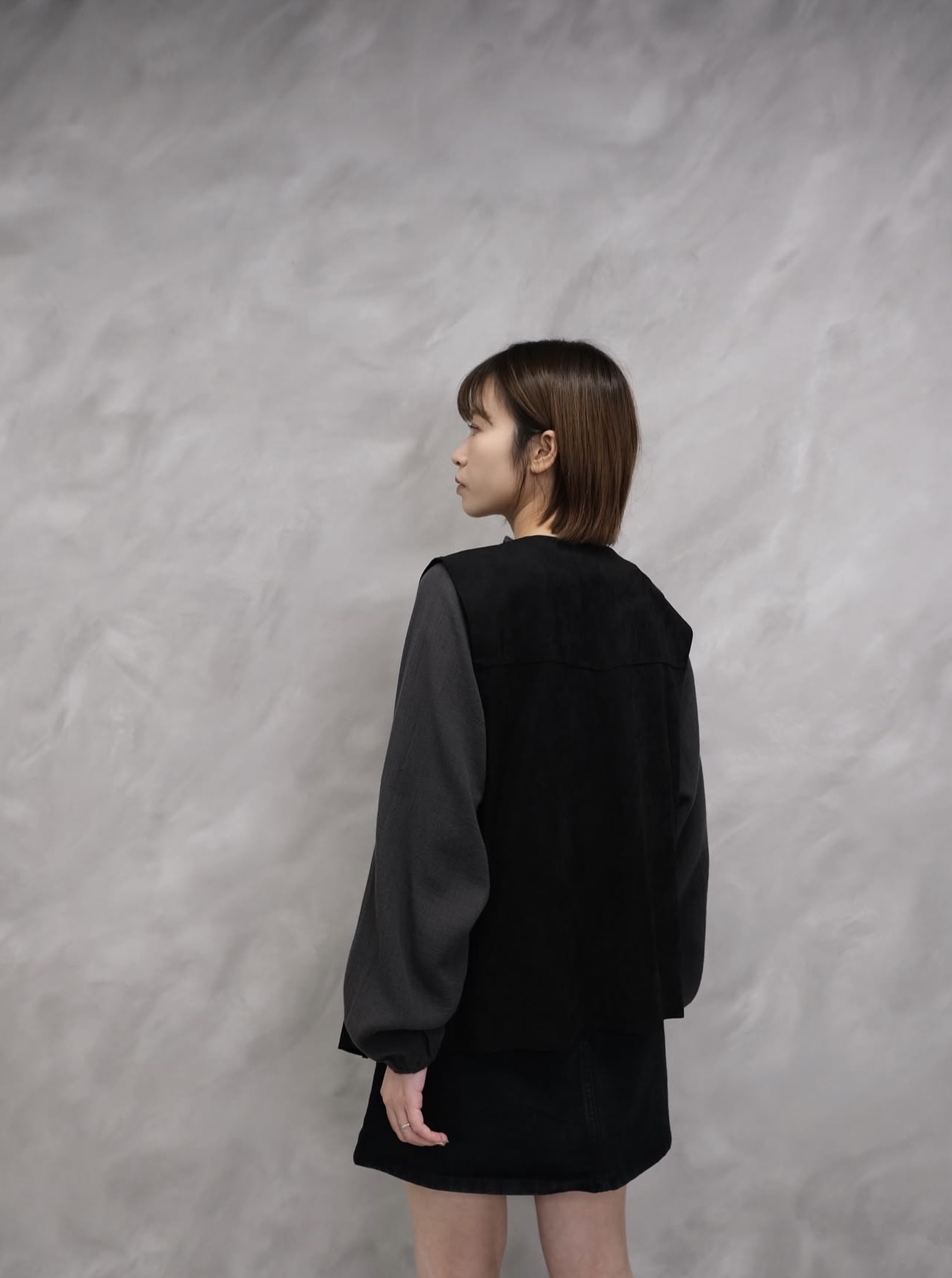 Faux suede basic vest #jk26