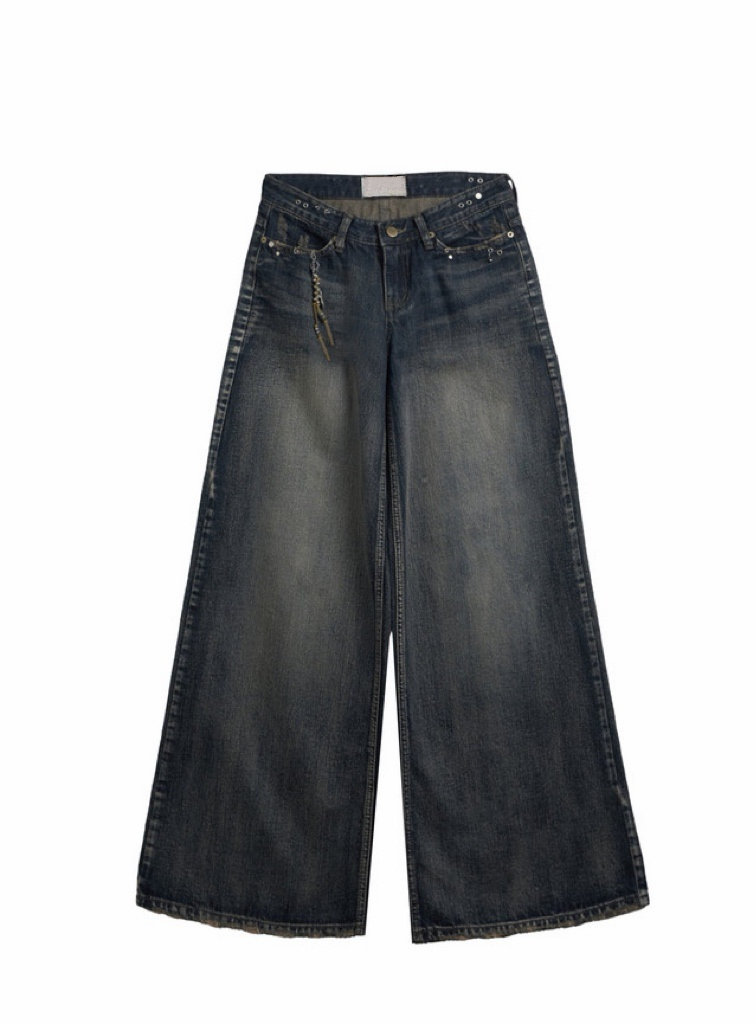 Pierced Low Rise Flare Denim Pants