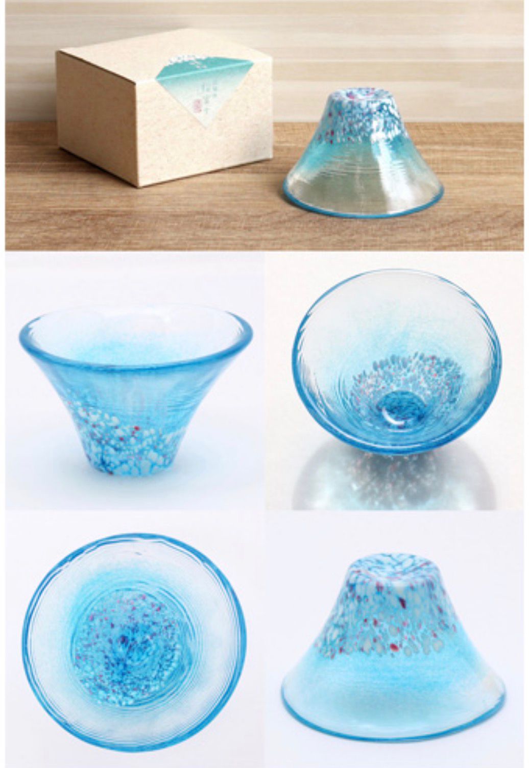 日本東洋佐佐木 櫻富士 富士山🗻手工造招福玻璃清酒杯（晴櫻）