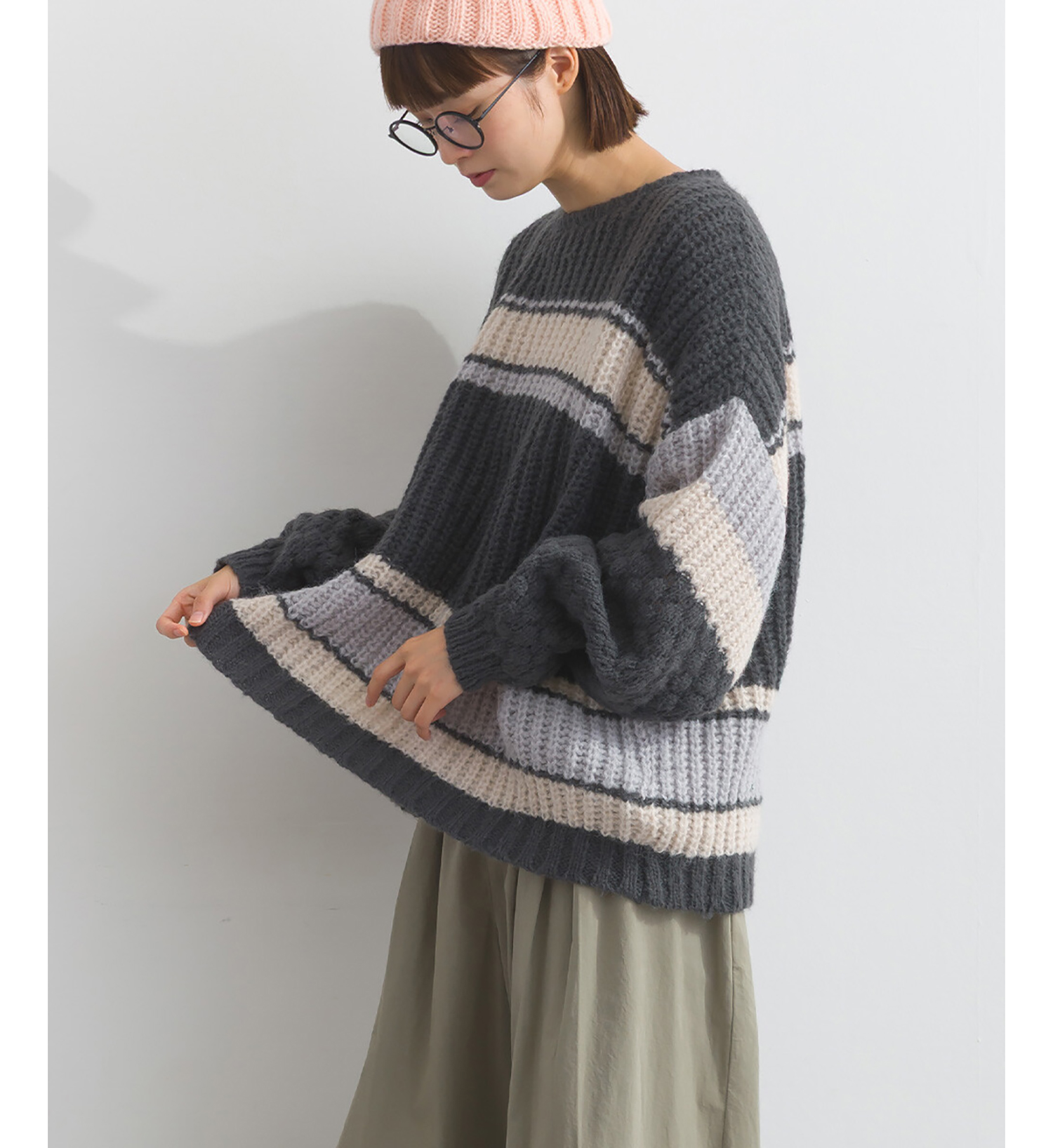 LP - 北歐橫紋毛衣 (碳灰色)