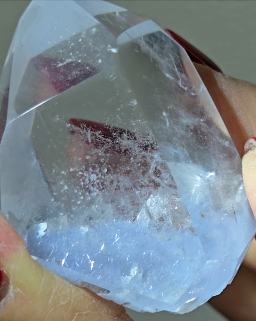 Dumortierite point with baby blue fibrous needles - DM37