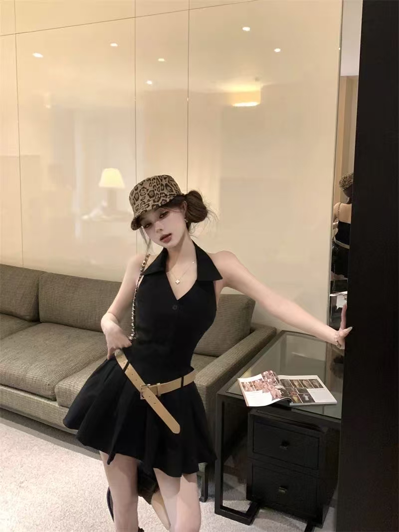 DR374辣妹露背v领裙