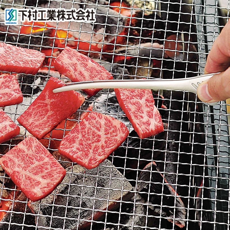 日本下村多用途不銹鋼燒烤鉗子