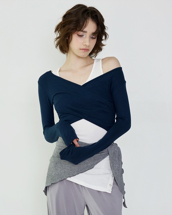 【Two-way wear】預購_DEVI-T0041 Curve Wrap Crop Top by Devi wear
