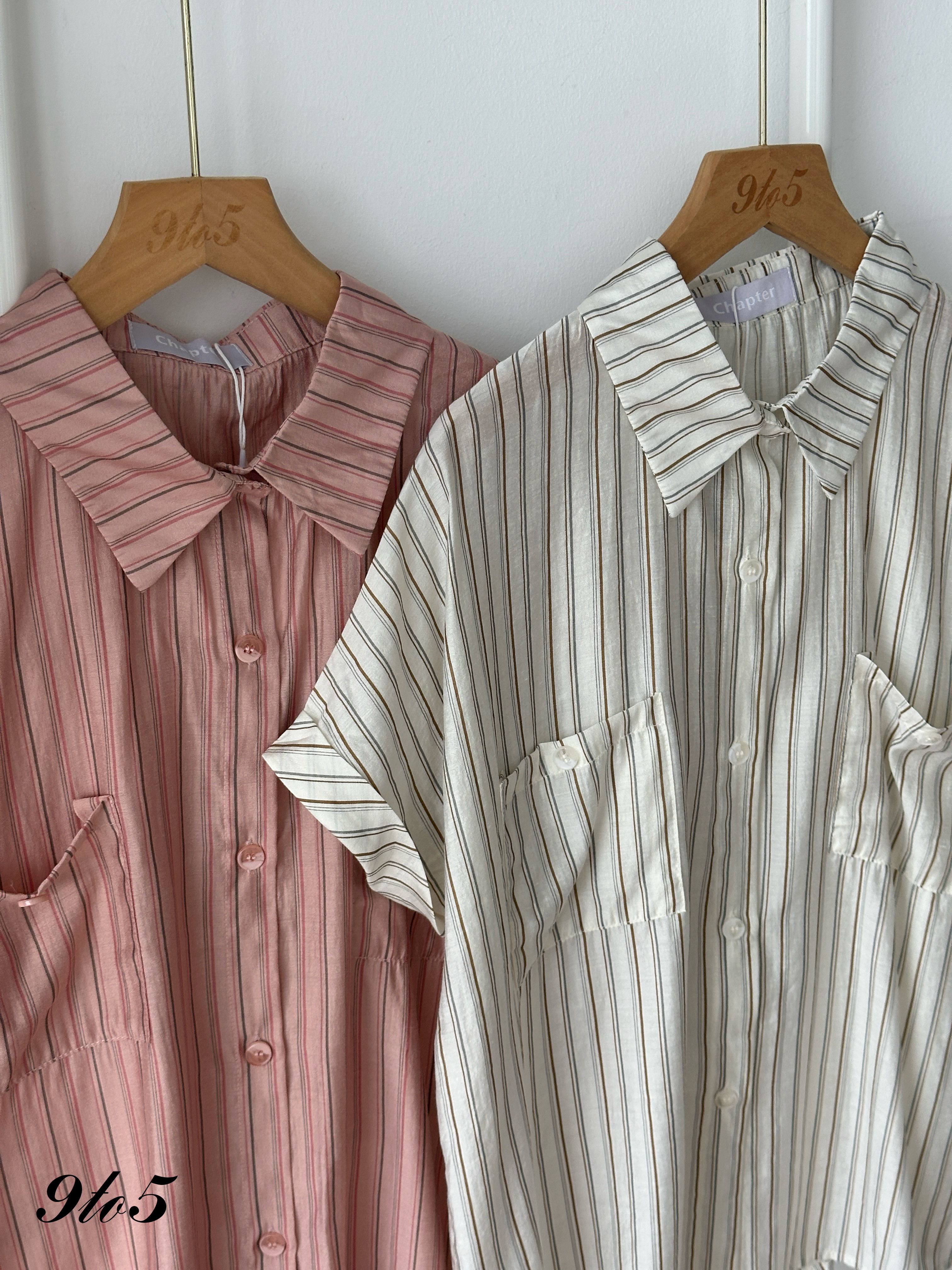 T4331 Cape Sleeve Stripe Shirt - 4 Colors 