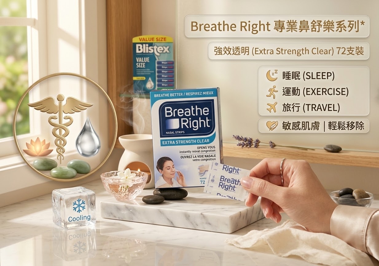 ​Breathe Right 加強版透明通鼻貼 - 72片裝  