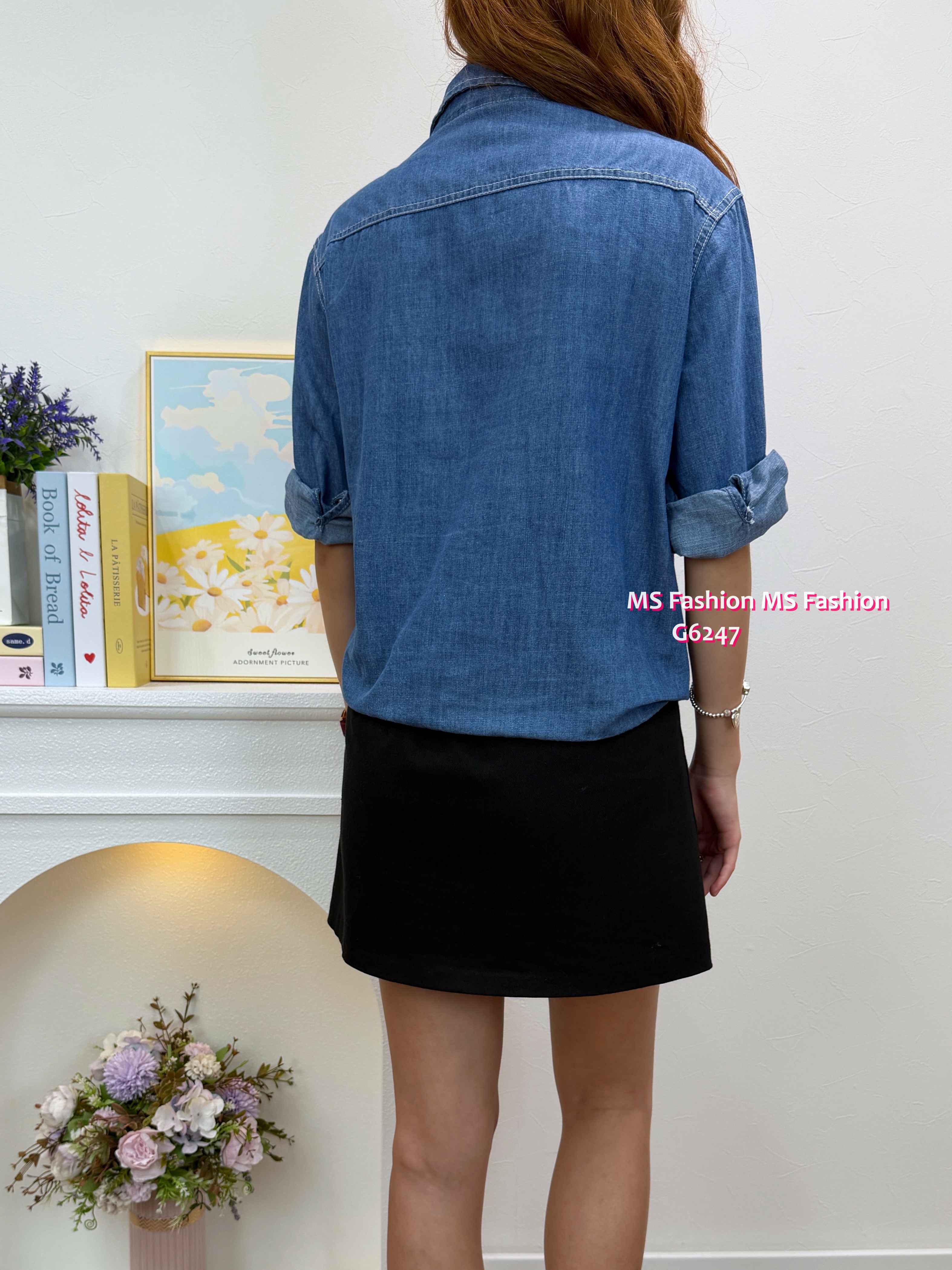 G6247 韓國🇰🇷中袖牛仔恤