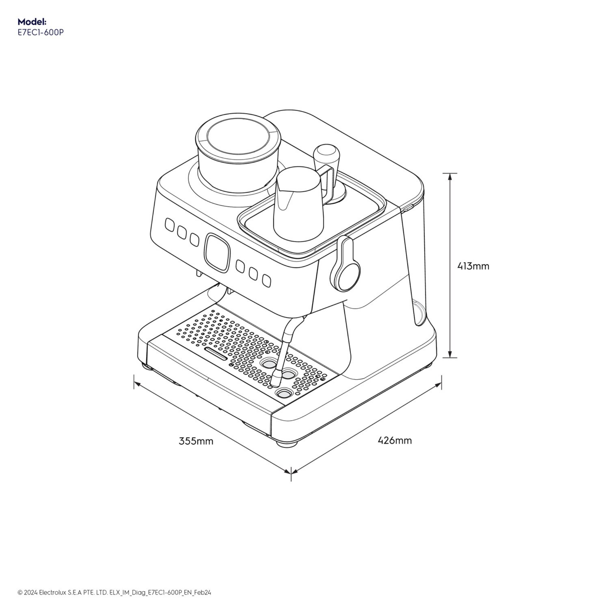 Electrolux Explore 7 Espresso Machine with Precise Heating (E7EC1-600P)