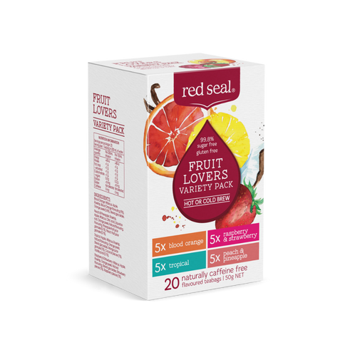 Red Seal 冷泡熱泡水果茶 - 雜錦（蜜桃 & 菠蘿 / 紅莓 & 草莓 / 血橙 / 熱帶風情）20茶包 Red Seal Fruitlovers Variety Pack (Peach & Pineapple / Raspberry & Strawberry / Blood Orange / Tropical) Hot or Cold Brew 20Teabags