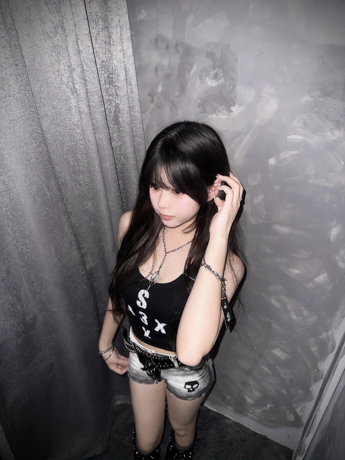 Denim Short Skull Grunge Punk