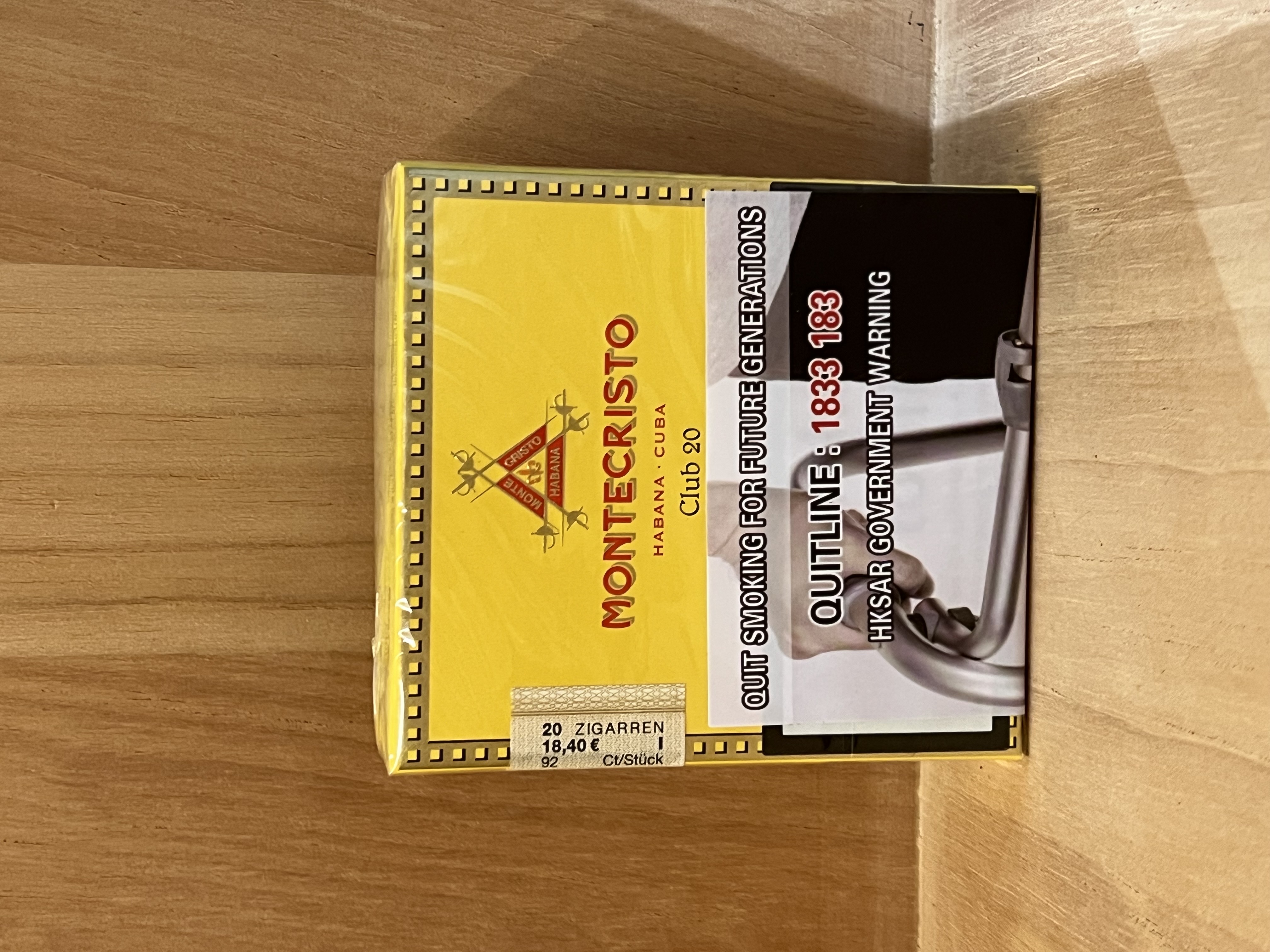 Montecristo蒙特 俱樂部 黃色 （20小支）