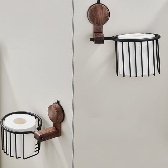 北美胡桃木吸盤卷紙簍