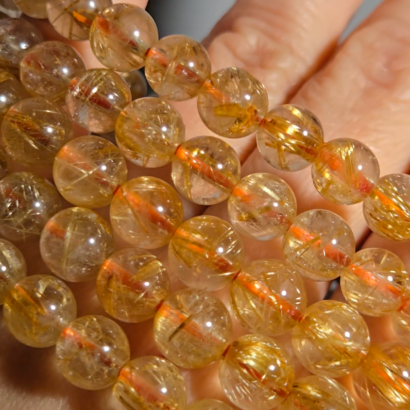 Golden rutilated quartz bead bracelets - JW107