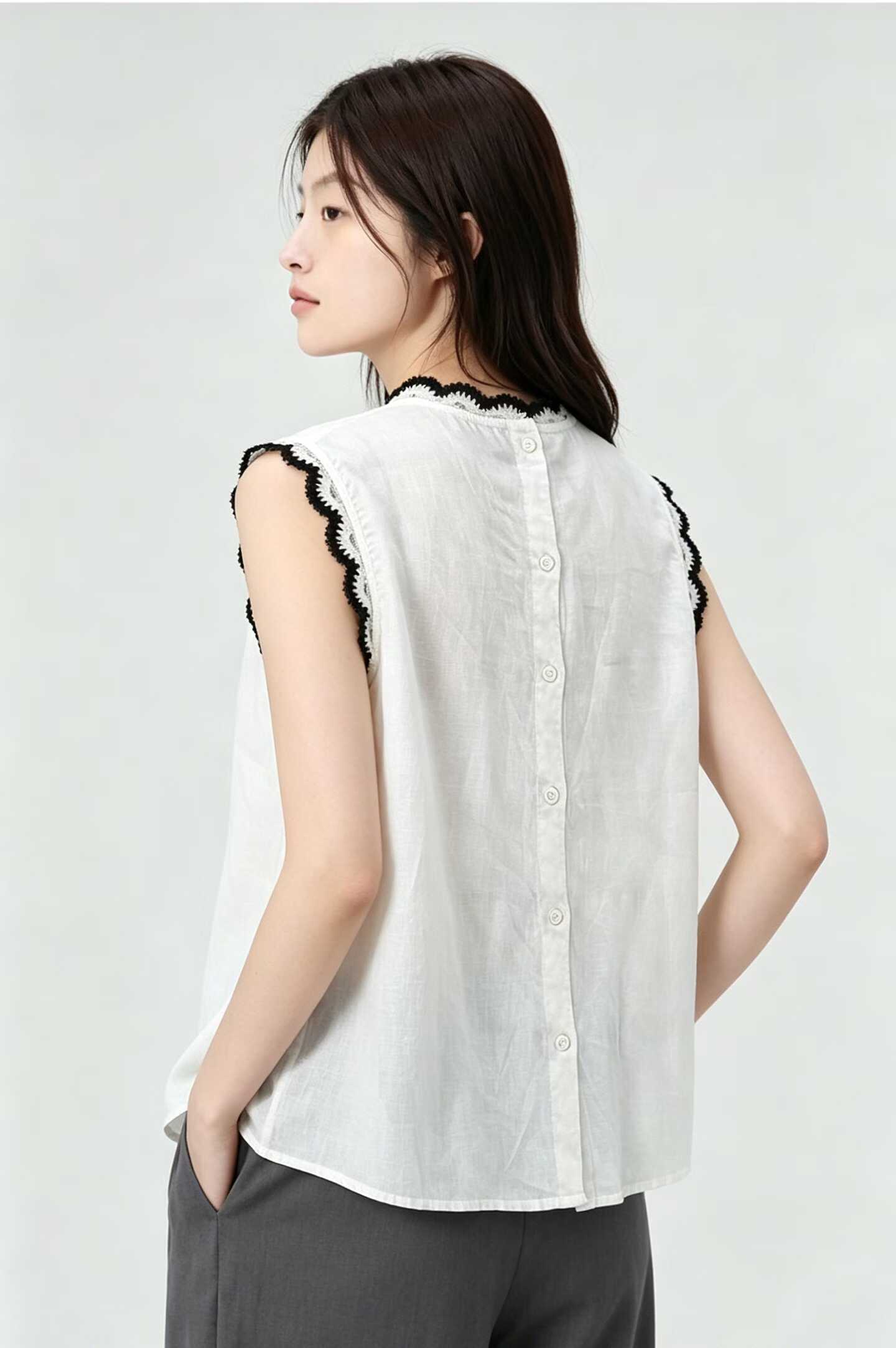 預訂 Beamsboy亞麻蕾絲無袖上衣[貨號26A798]