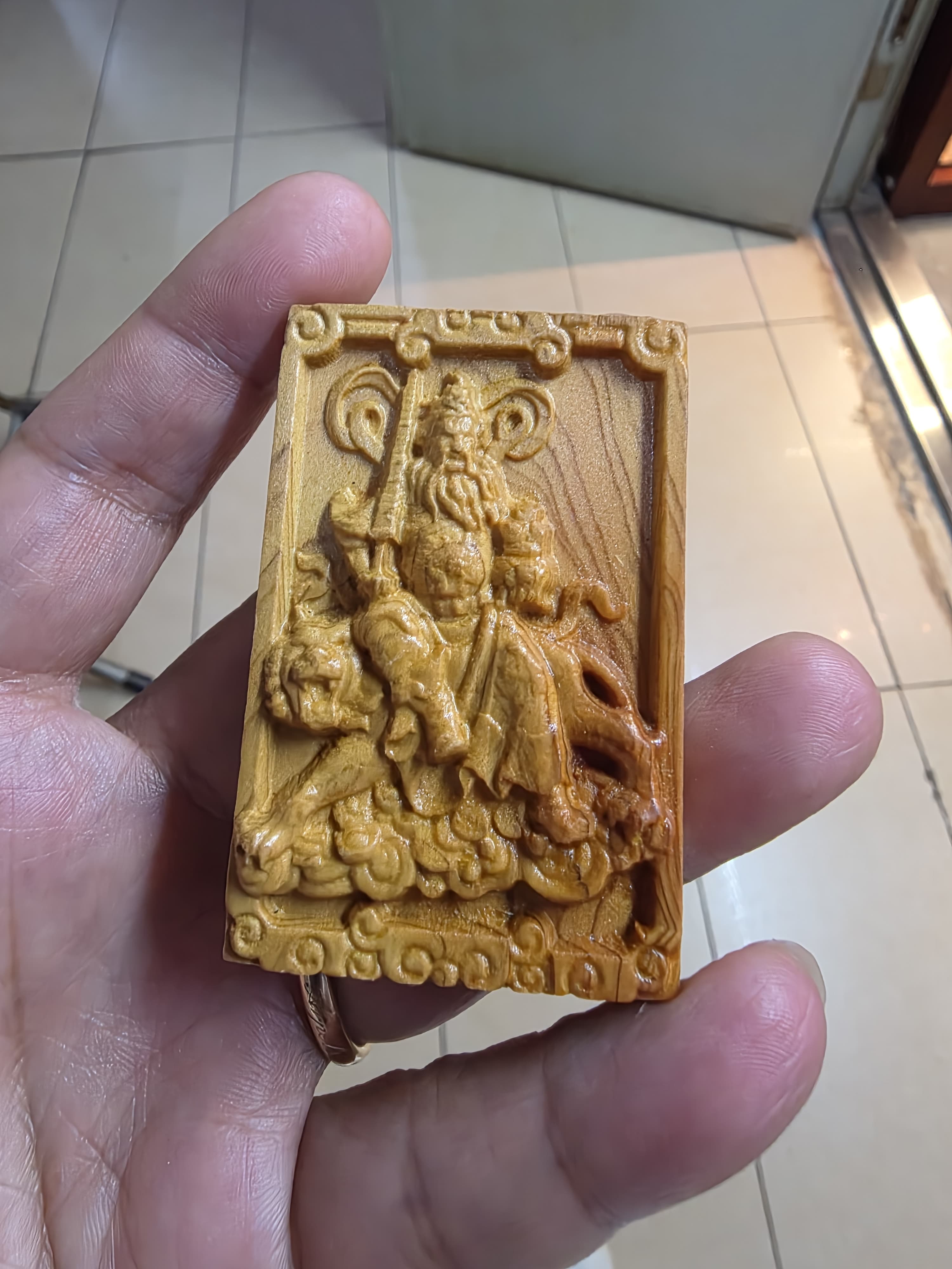 黃楊木趙公明武財神符牌