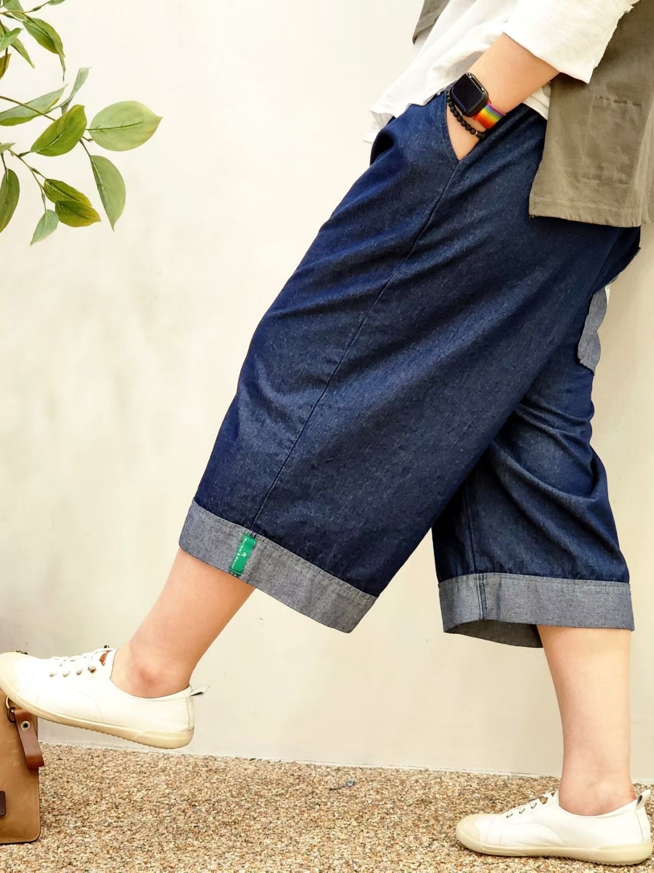 NO OS 薄7分夏日牛褲