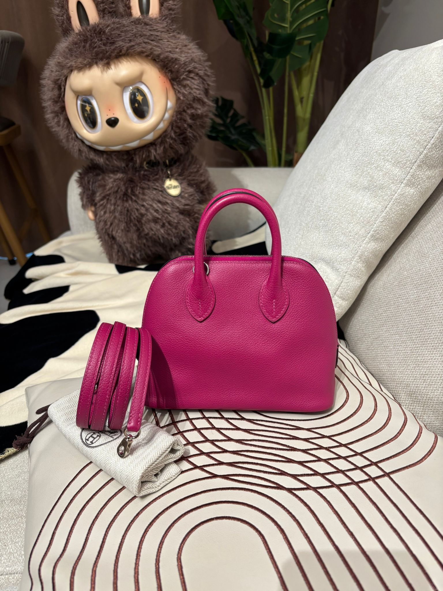 Hermes mini bolide,STAMP C ,L3 玫瑰紫色EverColor牛皮  100%Authentic ,95%new ✅收據✅strap ✅dust bag✅盒