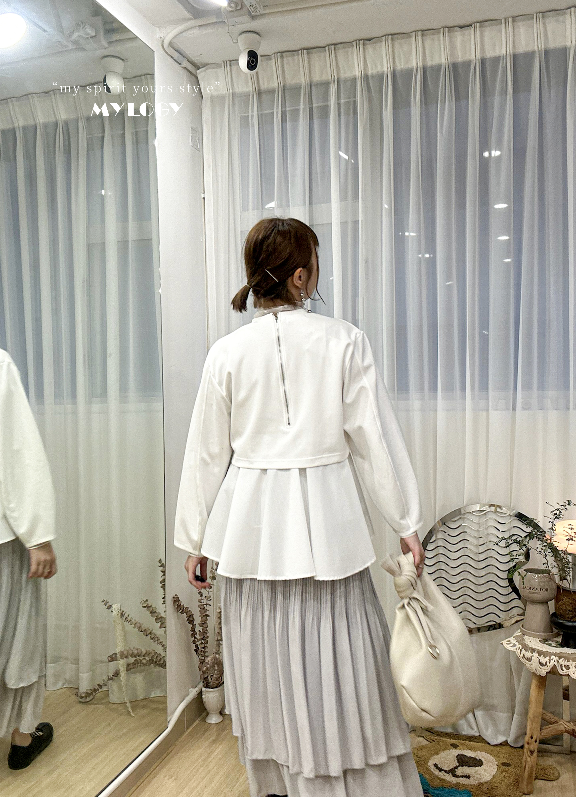 日系成熟柔和感～假2件氣質裙擺衛衣 IL0004