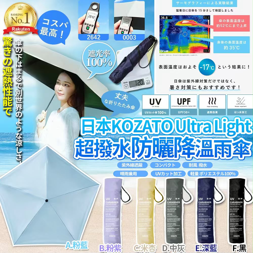 【預訂】日本 KOZATO 超撥水防曬降溫雨傘