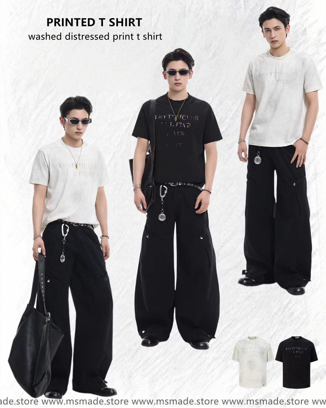 M27437洗水破邊印花T恤