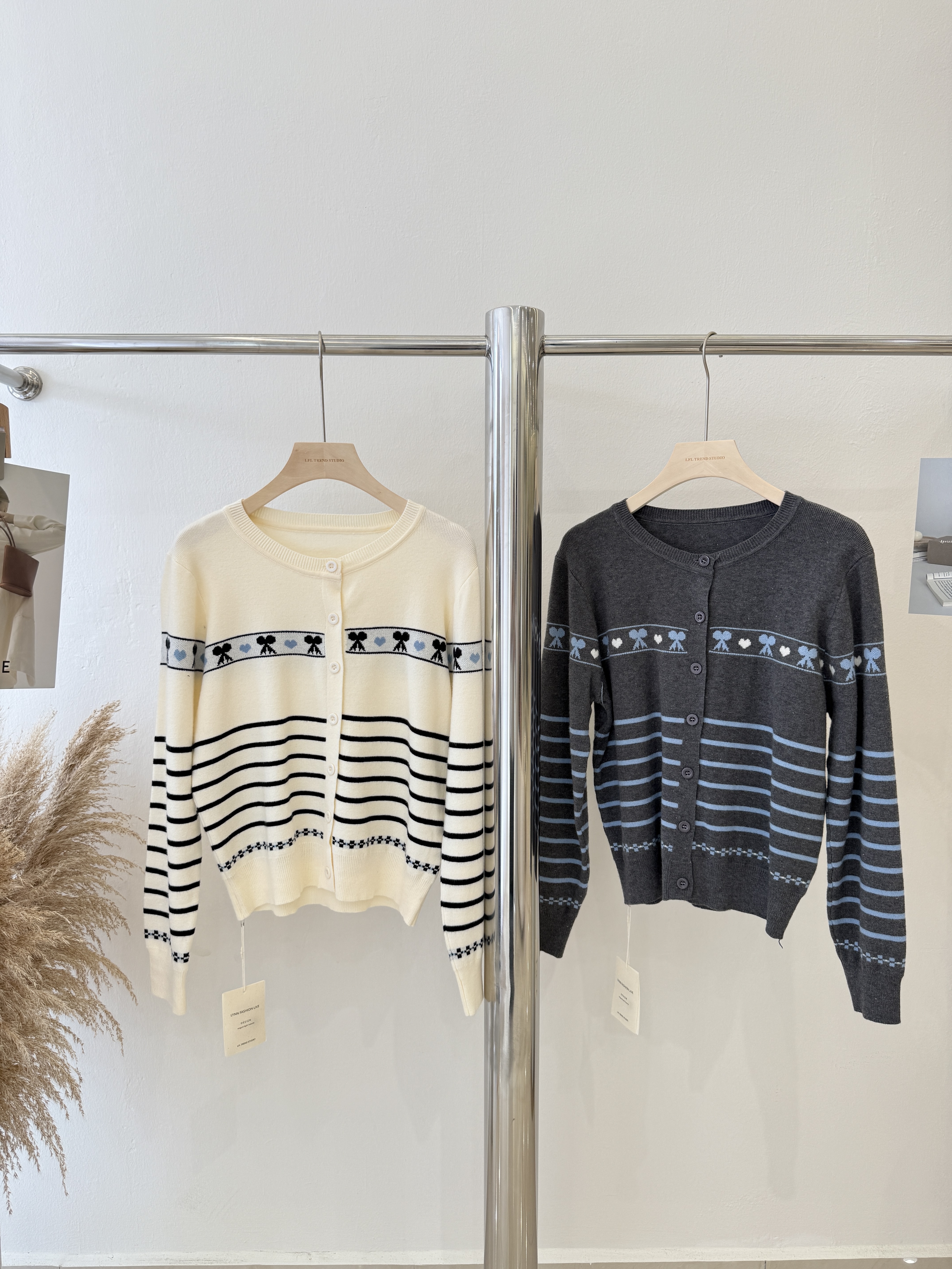 6835 韩系提花条纹针织衫