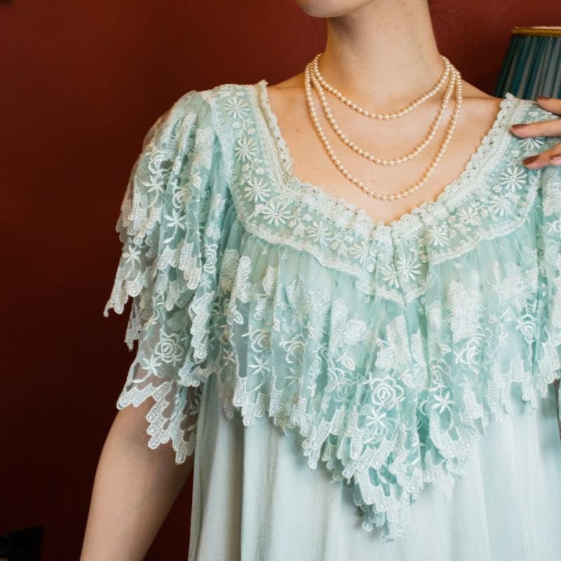 1970s does 1920s Style Mint Green Beaded Dressing Gown(MT330-1)