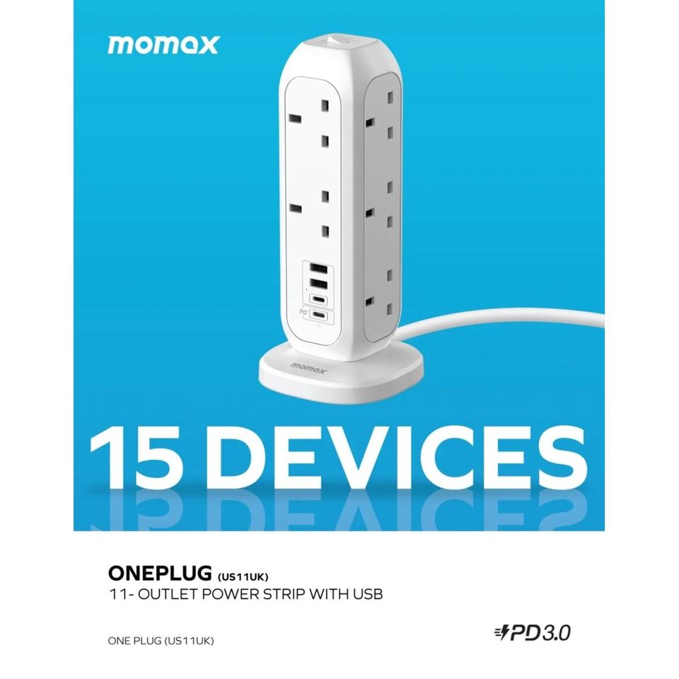 Momax OnePlug PD20W 2A2C 11位拖板 US11