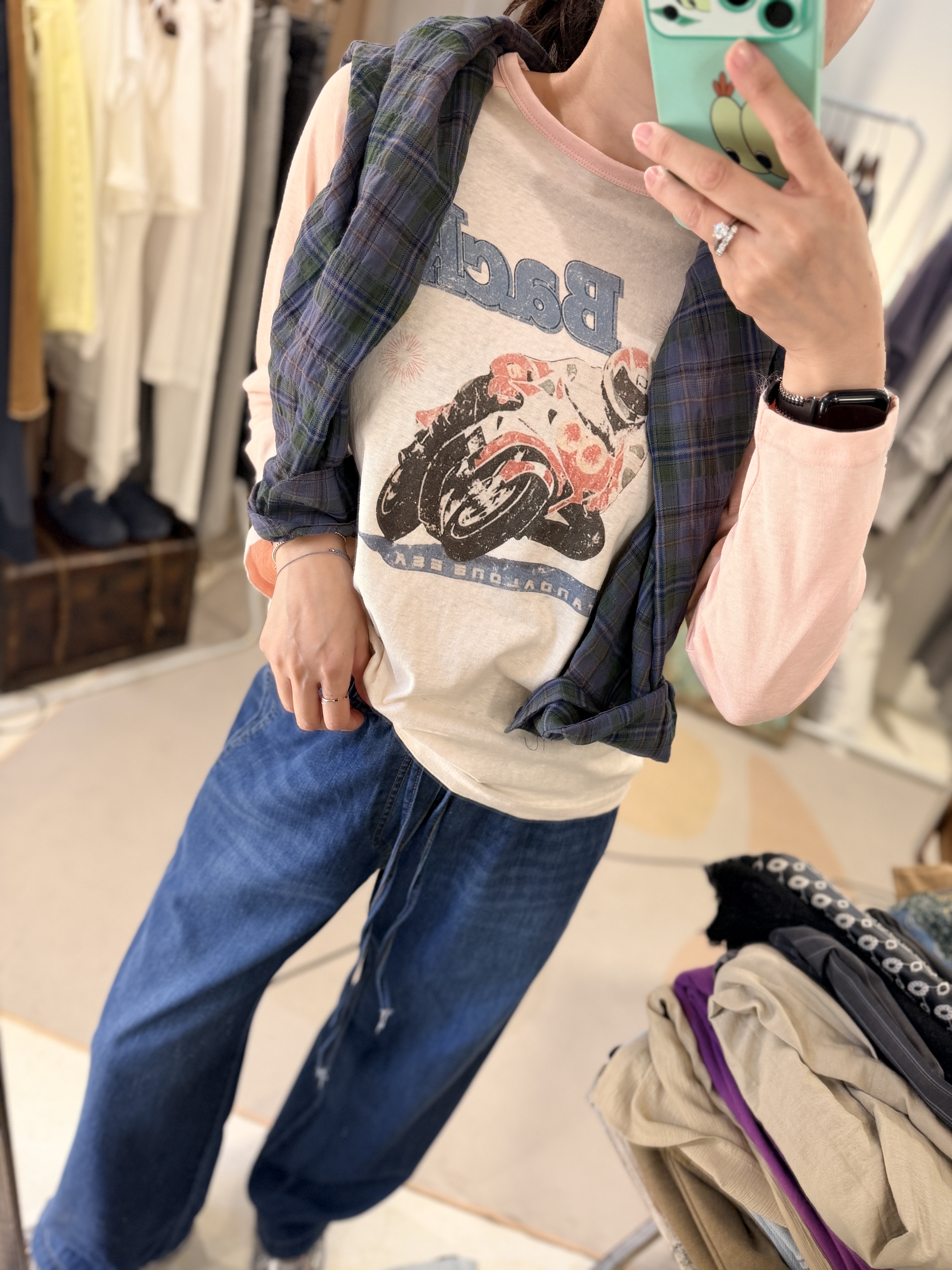 Motorcycle printed vintage tee