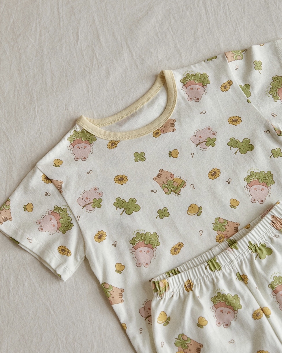 26S/S DTD夏日花草派對系列-莫代爾彈力5分袖上下套裝